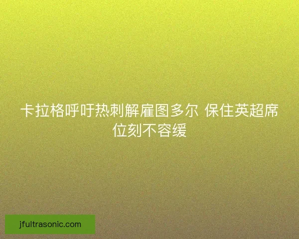 卡拉格呼吁热刺解雇图多尔 保住英超席位刻不容缓
